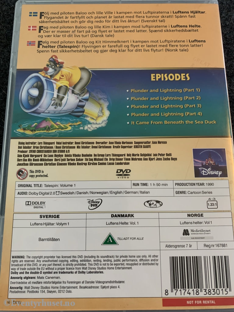 Disney Dvd. Talespin. Luftens Helter. 1990. Volum 1. Dvd
