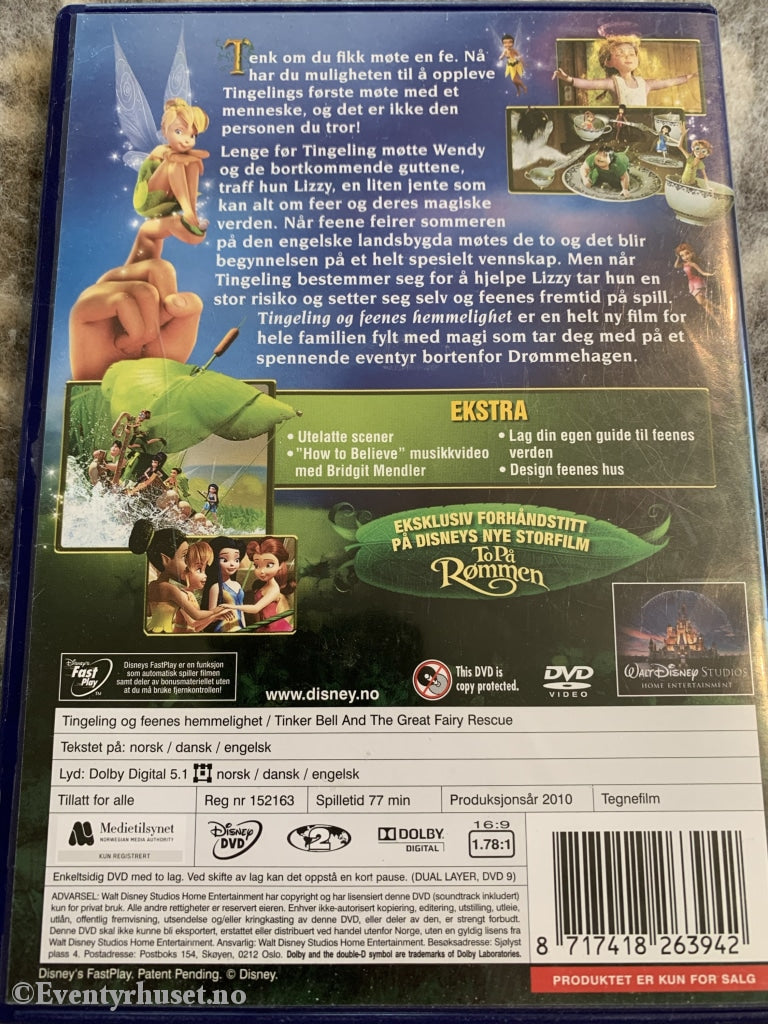 Disney Dvd. Tingeling Og Feenes Hemmelighet. 2010. Dvd