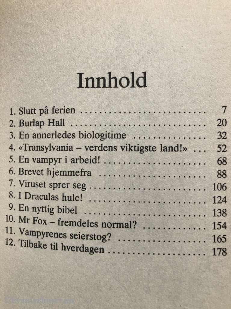 Disney Junior Bokklubb. Virginia Ironside. 1989. Vampyr-Læreren. Fortelling