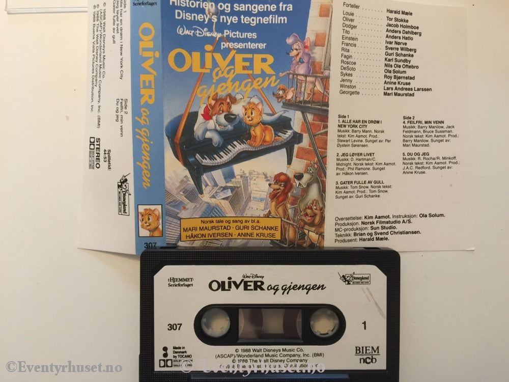 Disney Kassett. 307. Oliver Og Gjengen. 1988. Kassett (Mc)