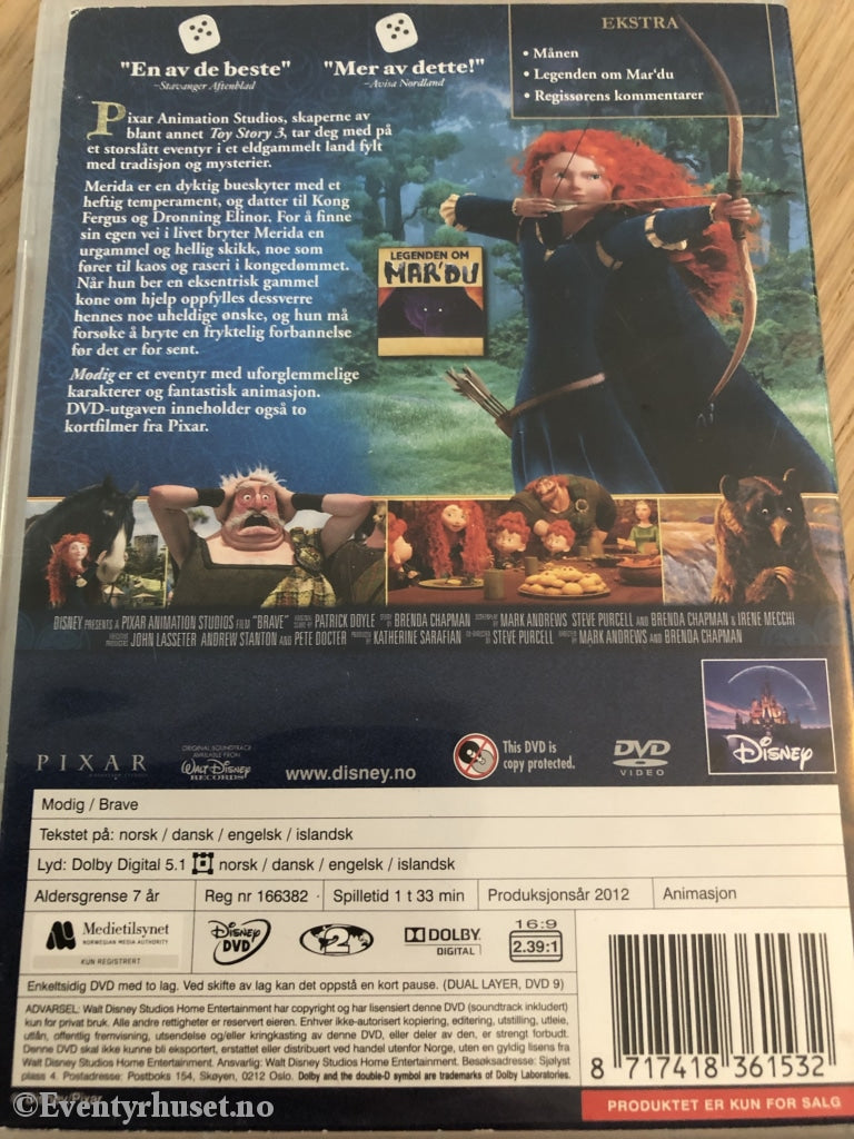 Disney Pixar Dvd. Modig. 2012. Dvd