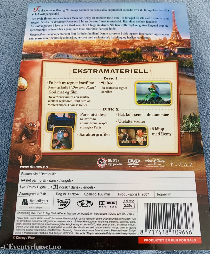 Disney Pixar Dvd Slipcase. Rottatouille. 2007.