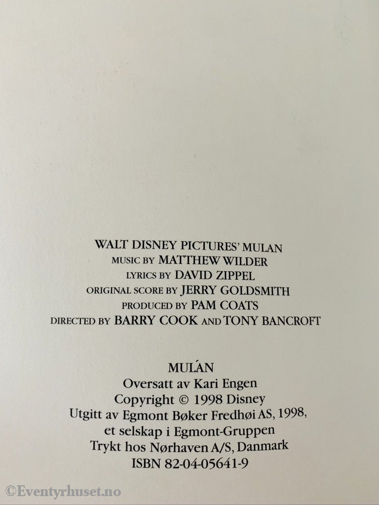 Disney´s Mulan. 1998. Fortelling