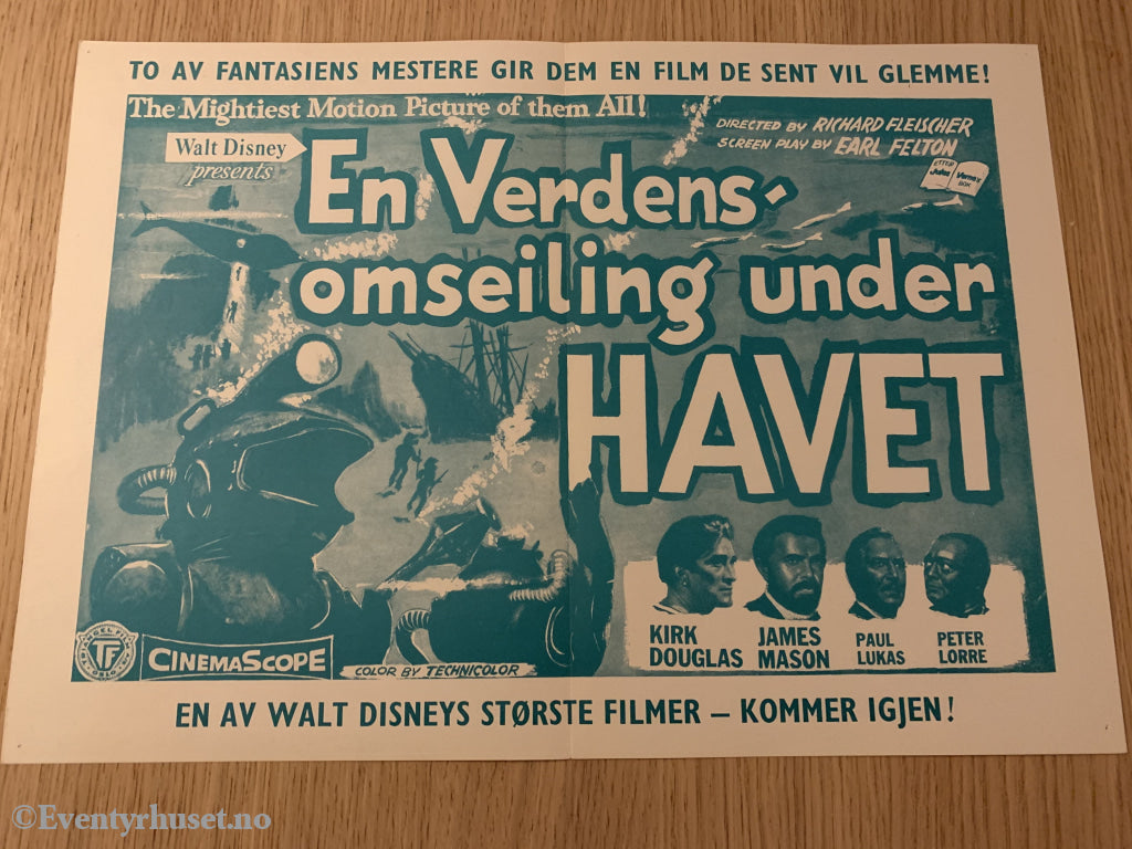 Disney Vaskeseddel/brosjyre. Triangel Film Sensurnr. 61648-49. Jules Verne - En Verdensomseiling