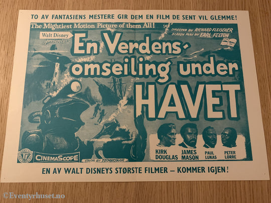 Disney Vaskeseddel/brosjyre. Triangel Film Sensurnr. 61648-49. Jules Verne - En Verdensomseiling