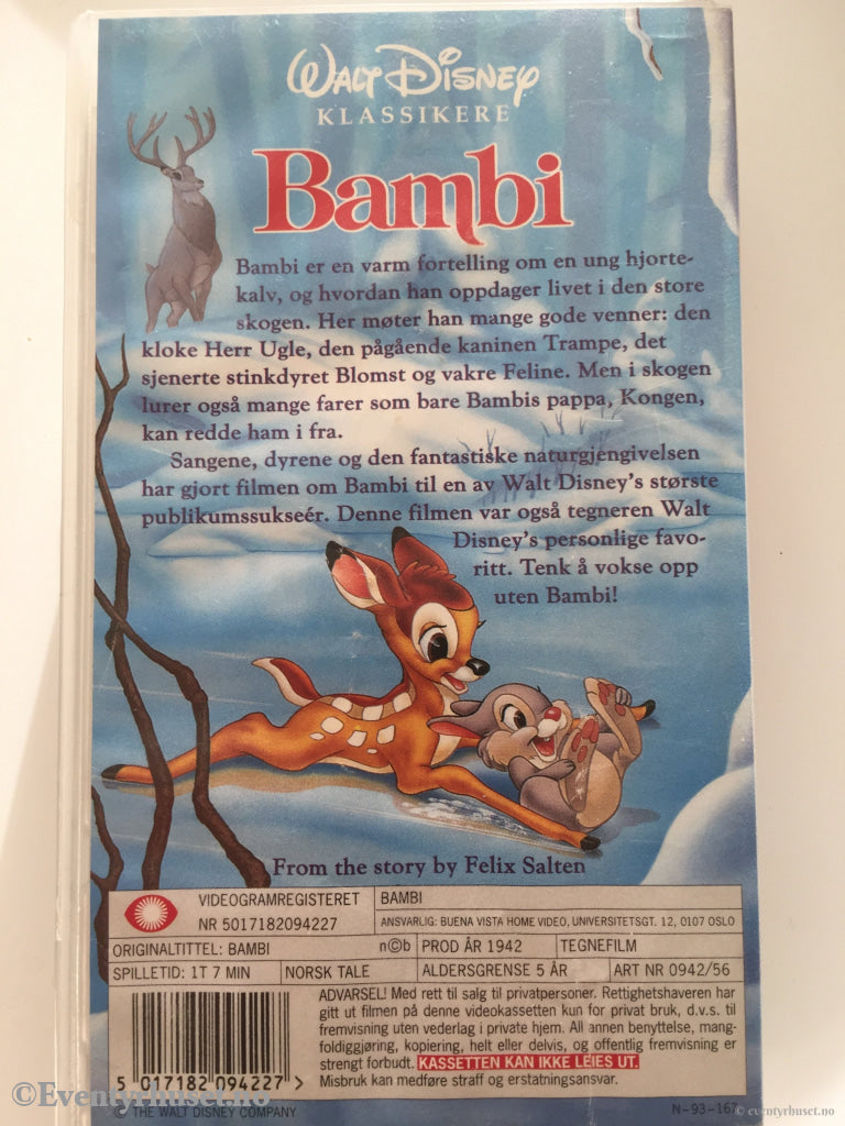 Disney Vhs. 0942/56. Bambi. Vhs