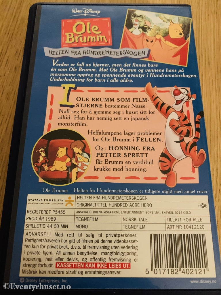 Disney Vhs. 10412120. Ole Brumm - Helten Fra Hundremeterskogen. Vhs