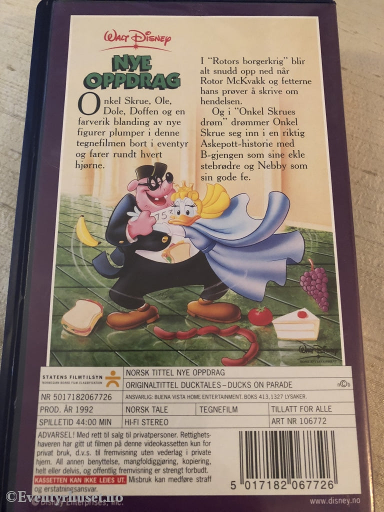 Disney Vhs. 106772. Ole Dole Og Doffen På Eventyr - Nye Oppdrag. Vhs