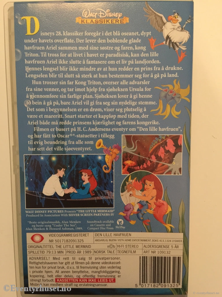 Disney Vhs. 109132. Den Lille Havfruen. Vhs
