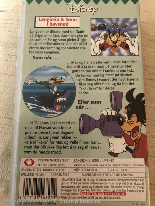 Disney Vhs. 1682/56 Langbein Og Sønn - & I Havsnød. Vhs