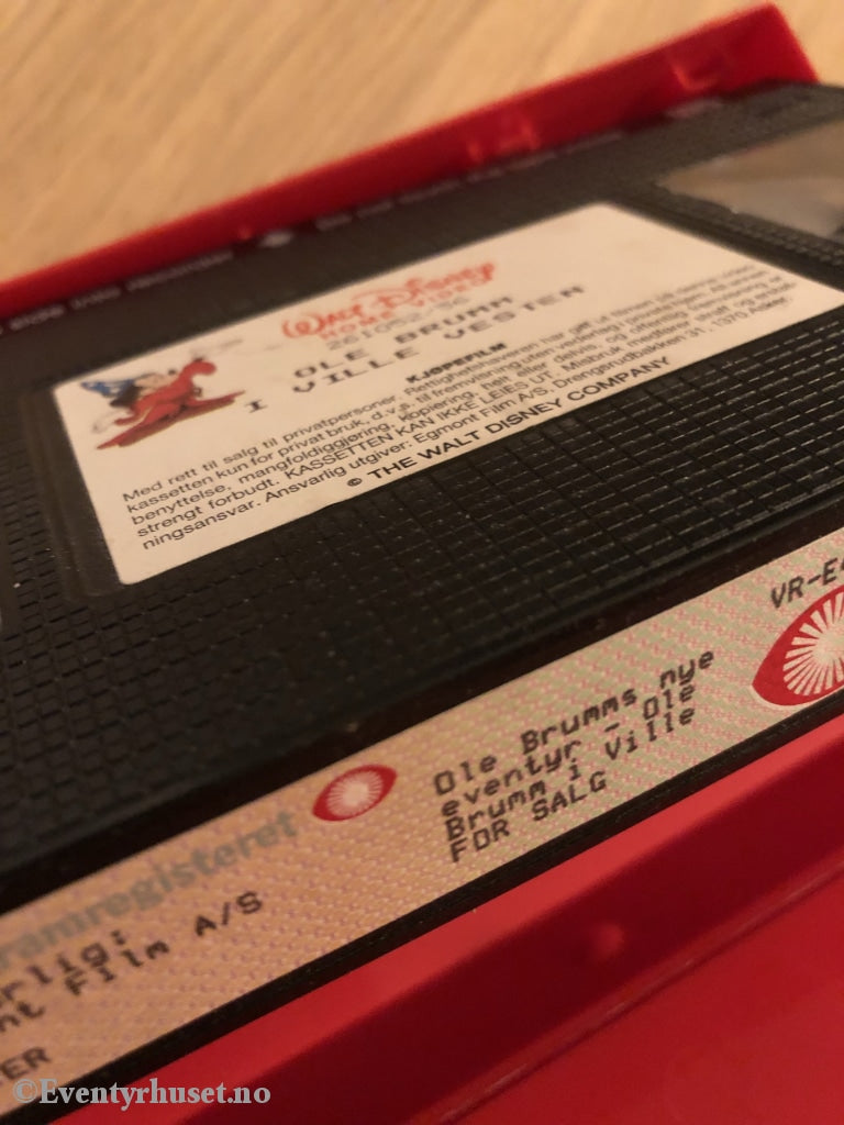 Disney Vhs. 261052. Ole Brumms Nye Eventyr. Brumm I Ville Vesten. 1990. Vhs