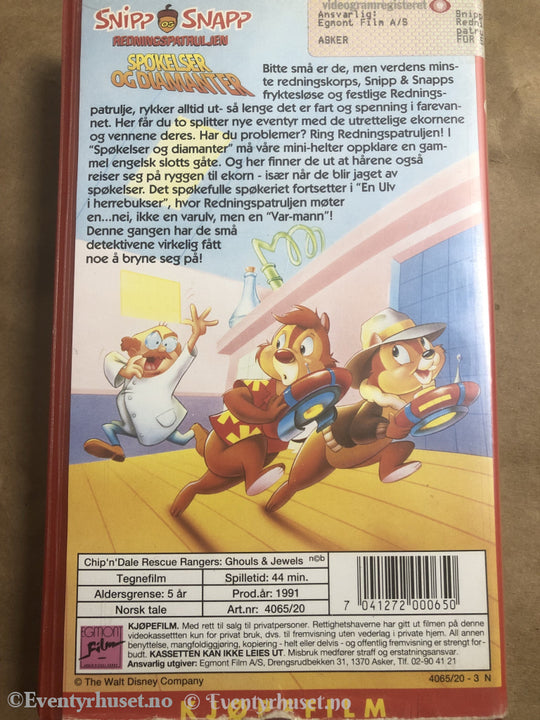 Disney Vhs. 4065/20. Snipp Og Snapp - Spøkelser Diamanter. Vhs