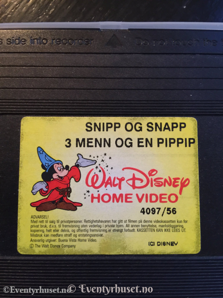 Disney Vhs. 4097/56. Snipp Og Snapp - Redningspatruljen. 3 Menn Pippip. Vhs