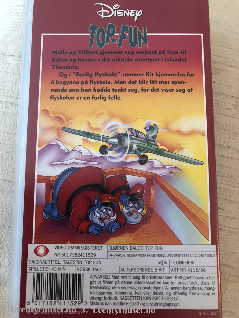 Disney Vhs. 4115/56. Bjørnen Baloo - Luftens Helt. Top-Fun. Vhs
