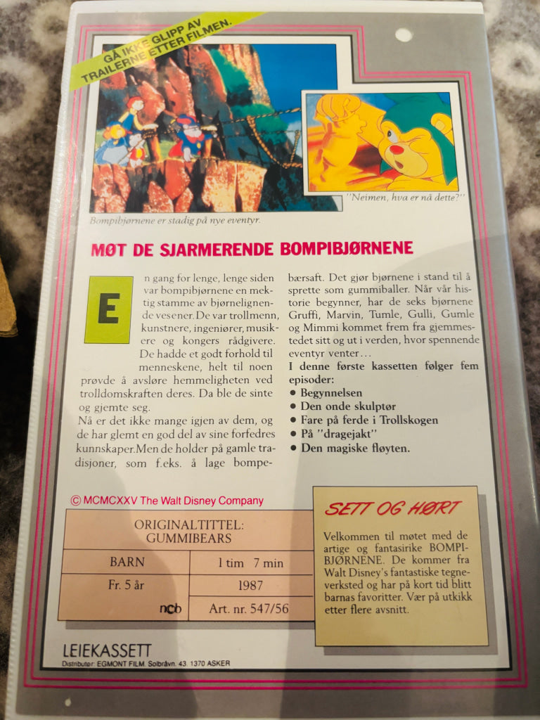Disney VHS Big Box. BompiBjørnene Vol. 1. 1987. VHS Big Box. VHS Big Box
