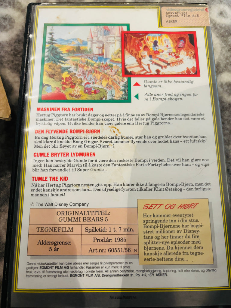 Disney VHS Big Box. BompiBjørnene Vol. 5. 1985. Maskinen fra fortiden. VHS Big Box. VHS Big Box