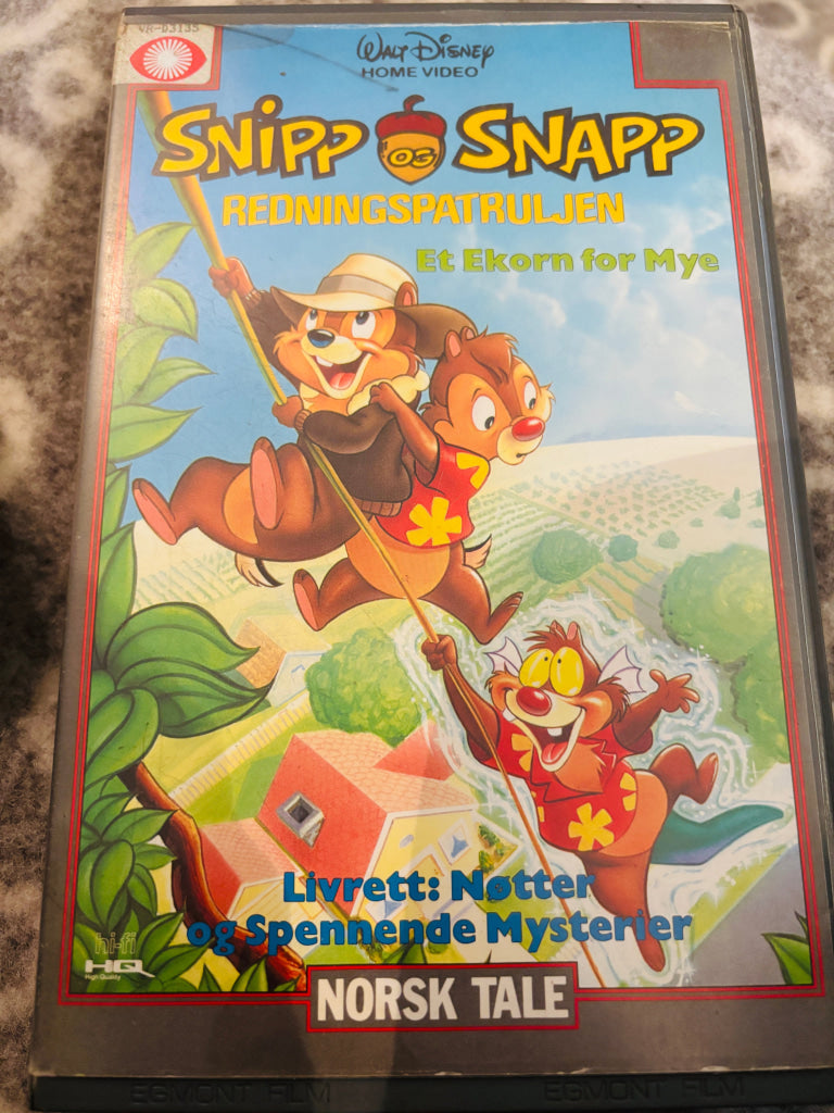 Disney VHS Big Box. Snipp og Snapp: Redningspatruljen. Vol. 2. Et Ekorn for Mye. 1990. VHS Big Box. VHS Big Box