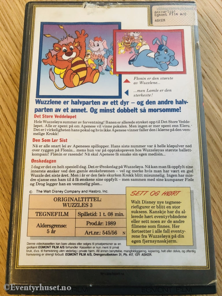 Wuzzlene 3 - Det Store Veddeløpet. 1989. Vhs Big Box.