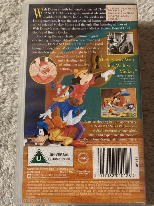 Disney Vhs. Fun And Fancy Free. Solgt I Norge! Vhs