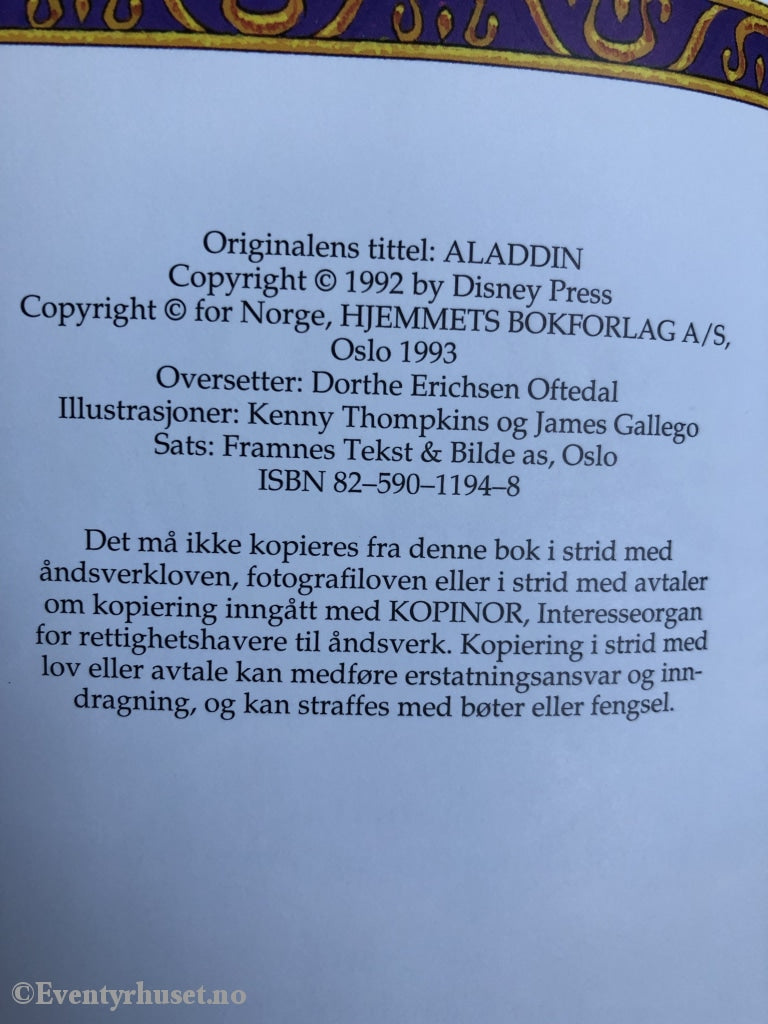 Disneys Aladdin. 1992. Fortelling