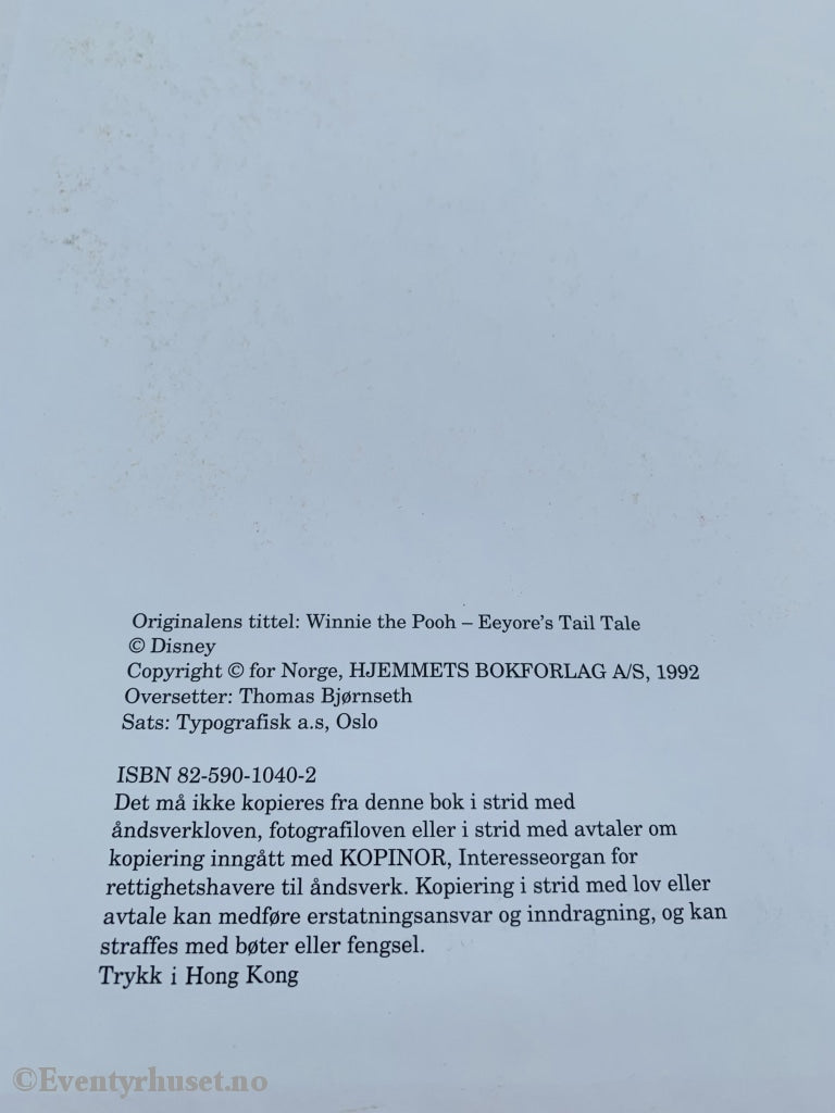 Disneys På Eventyr Med Ole Brumm. Tussis Forsvunne Hale. 1992. Fortelling
