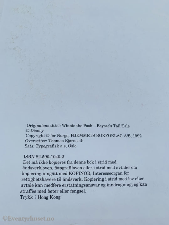 Disneys På Eventyr Med Ole Brumm. Tussis Forsvunne Hale. 1992. Fortelling