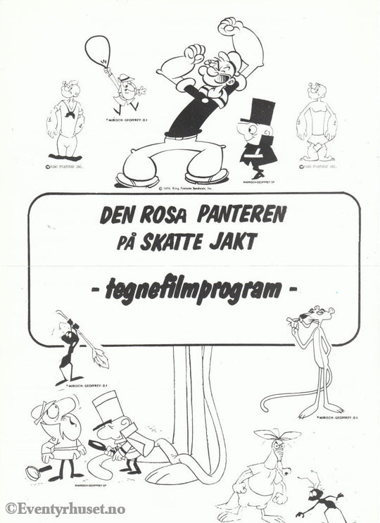Download: Den Rosa Panteren På Skattejakt. Unik Brosjyre 2 Sider Med Norsk Tekst (Vaskeseddel).