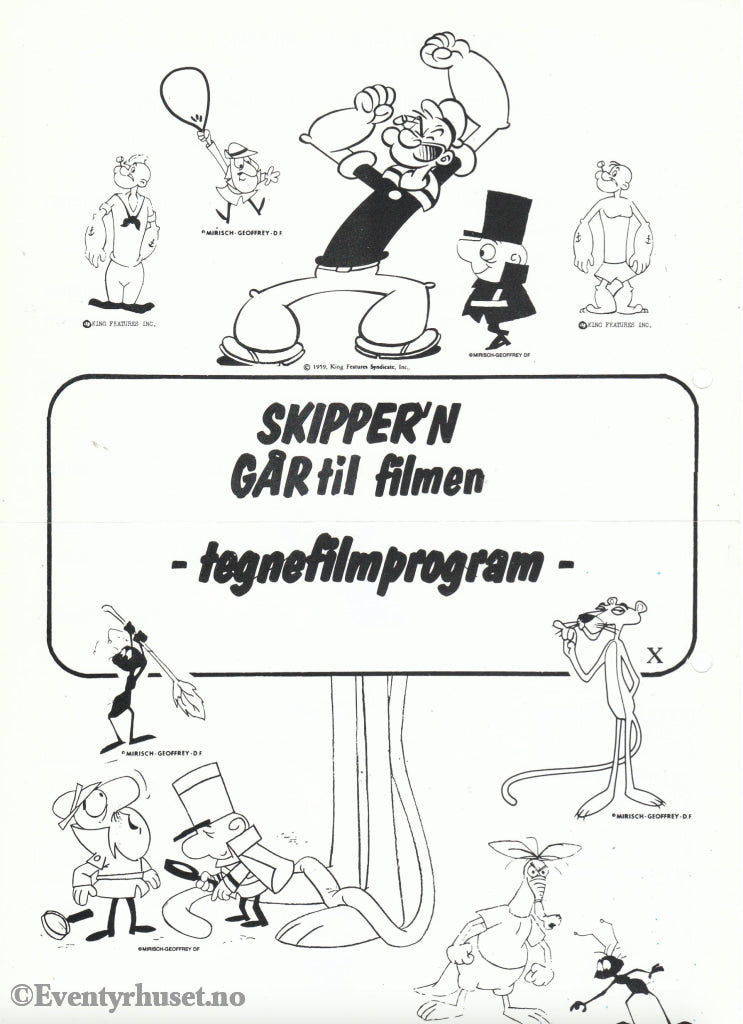 Download: Skipper´n Går Til Filmen - Tegnefilmprogram. Unik Brosjyre På 2 Sider Med Norsk Tekst