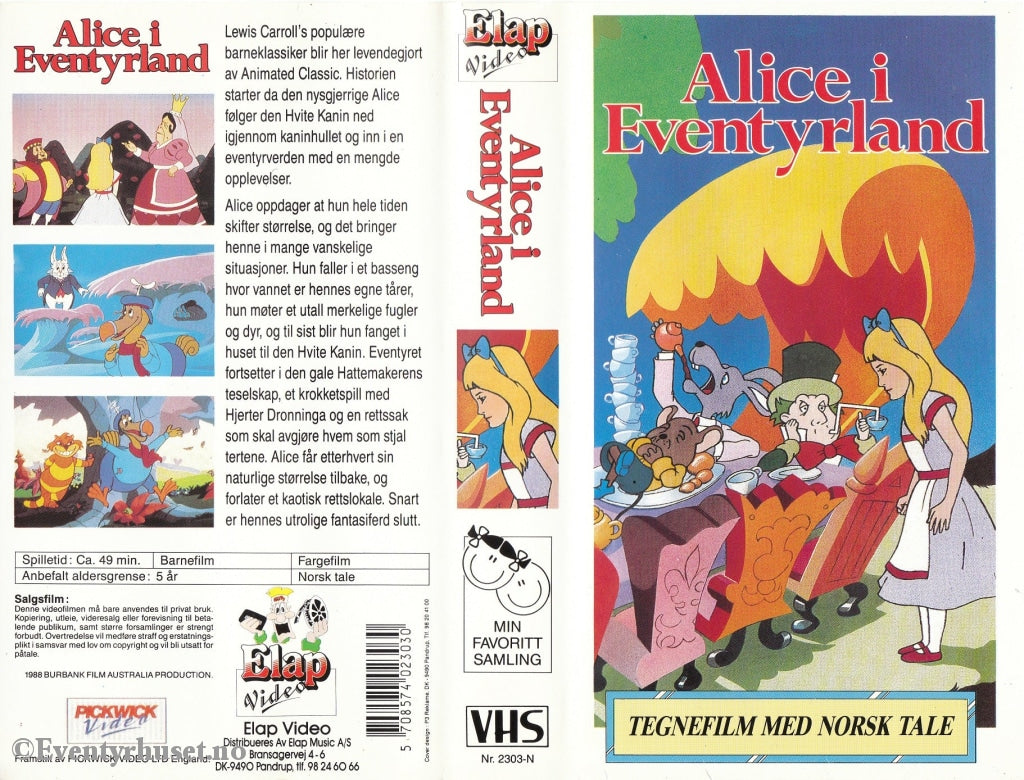 Download / Stream: Alice I Eventyrland. Vhs. Norwegian Dubbing. Vhs