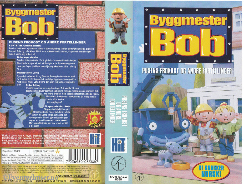 Download / Stream: Byggmester Bob. Pusens Frokost Og Andre Fortellinger. Vhs. Norwegian Dubbing. Vhs