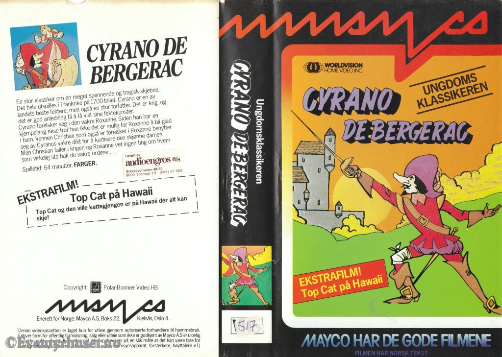 Download / Stream: Cyrano De Bergerac. Extrafilm: Top Cat På Hawaii. Vhs Big Box. Norwegian