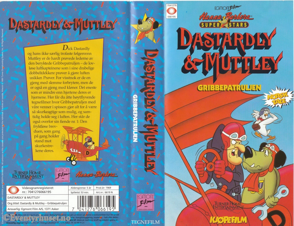 Download / Stream: Dastardly & Muttley - Gribbepatruljen. 1969. Vhs. Norwegian Dubbing. Vhs