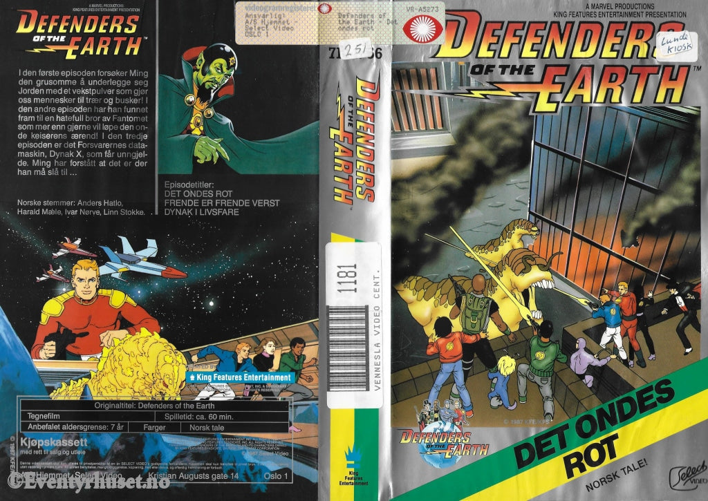 Download / Stream: Defenders Of The Earth - Det Ondes Rot. 1987. Vhs Big Box. Norwegian Dubbing.