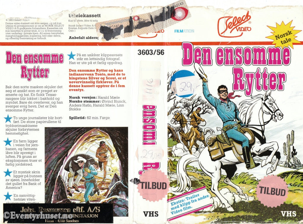 Download / Stream: Den Ensomme Rytter (The New Adventures Of The Lone Ranger). 1983. Vhs. Norwegian