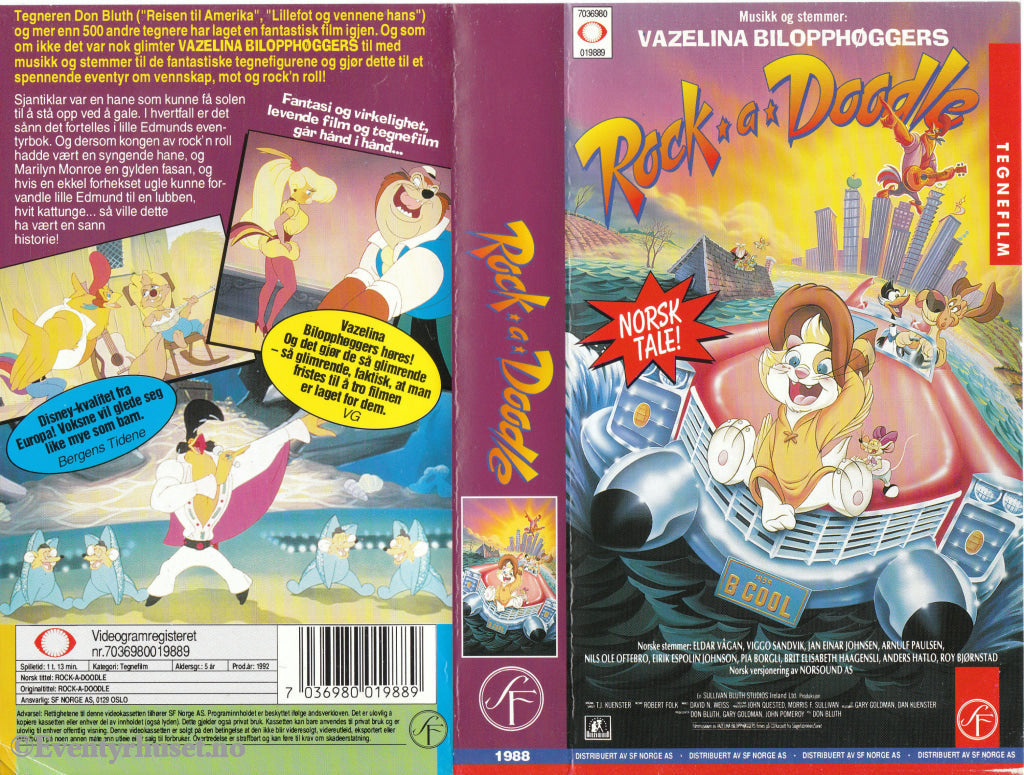 Download / Stream: Don Bluths Rock A Doodle. 1992. Vhs. Norwegian Dubbing. Vhs