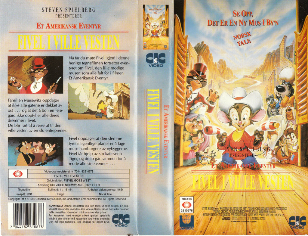 Download / Stream: Fivel i ville vesten. 1991. VHS SB. Norwegian dubbing. VHS