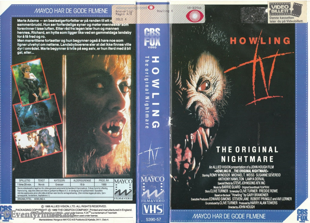 Download / Stream: Howling Iv. 1988. Vhs Big Box. Norwegian Subtitles.