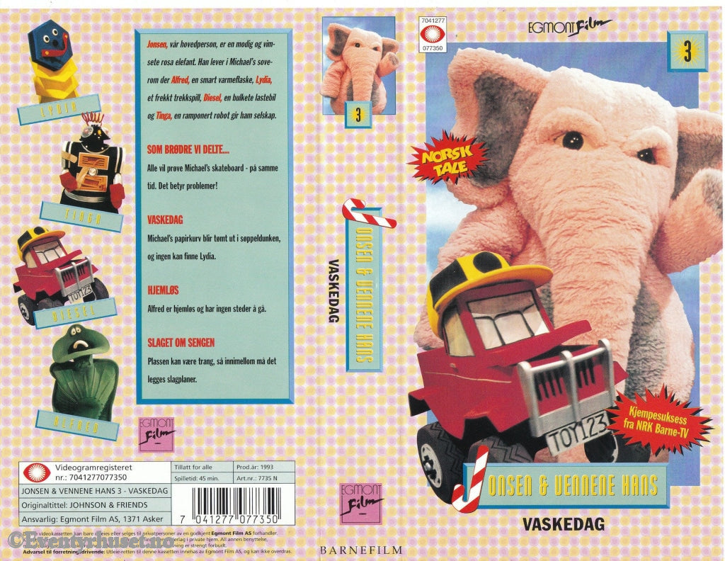 Download / Stream: Jonsen Og Vennene Hans. Vol. 3. Vaskedag (Johnson & Friends). 1993. Vhs.