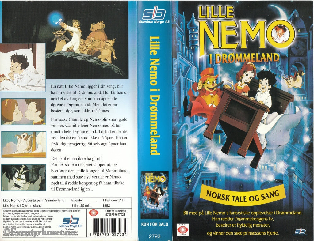Download / Stream: Lille Nemo I Drømmeland. 1992. Vhs. Norwegian Dubbing. Vhs