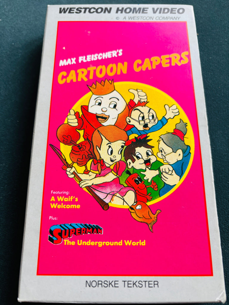 Download / Stream: Max Fleischer’s Cartoon Capers. VHS slipcase. Norwegian subtitles. VHS