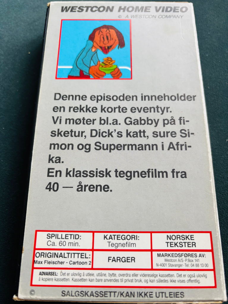 Download / Stream: Max Fleischer’s Cartoon Festival. Vol. 2. VHS slipcase. Norwegian subtitles. VHS