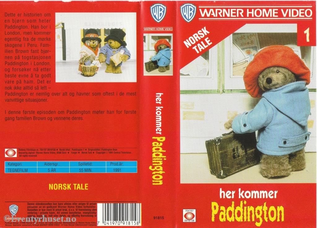 Download / Stream: Paddington. Vol. 1. Her Kommer 1991. Vhs. Norwegian Dubbing. Vhs