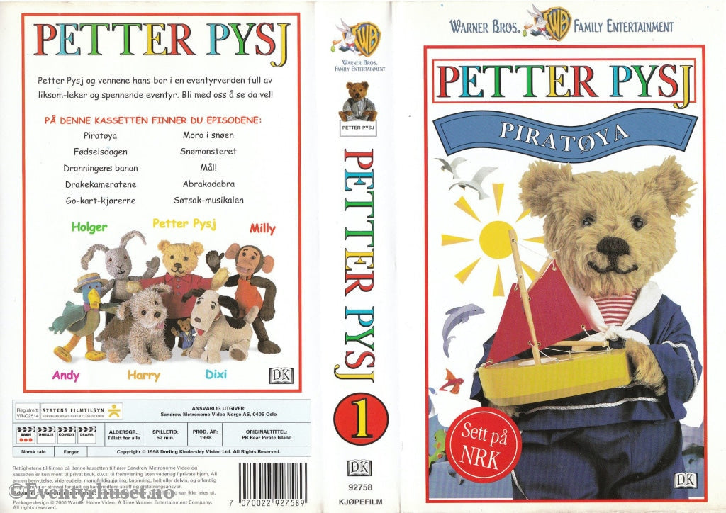 Download / Stream: Petter Pysj. Vol. 1. Piratøya (Nrk). 1998. Vhs. Norwegian Dubbing. Vhs