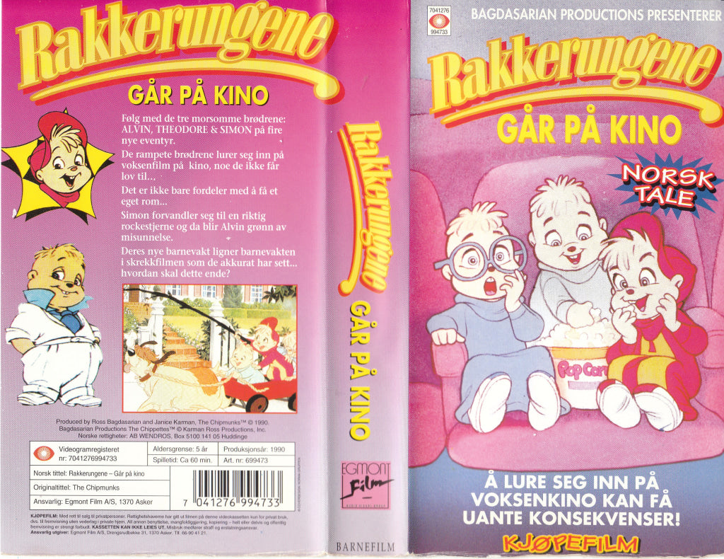 Download / Stream: Rakkerungene går på kino. 1990. VHS SB. Norwegian dubbing. VHS