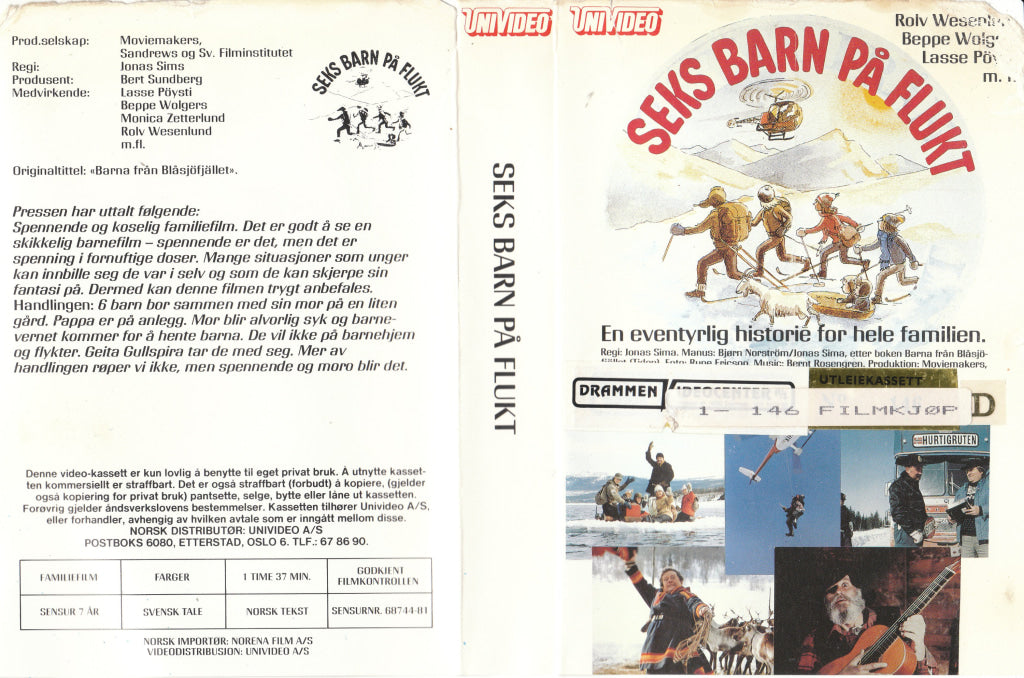 Download / Stream: Seks Barn På Flukt (Barna Från Blåsjöfjället). 1980. Vhs Big Box. Norwegian