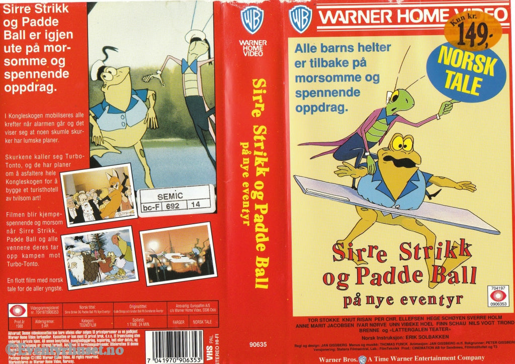 Download / Stream: Sirre Strikk Og Padde Ball På Nye Eventyr. 1988. Vhs. Norwegian Dubbing. Vhs