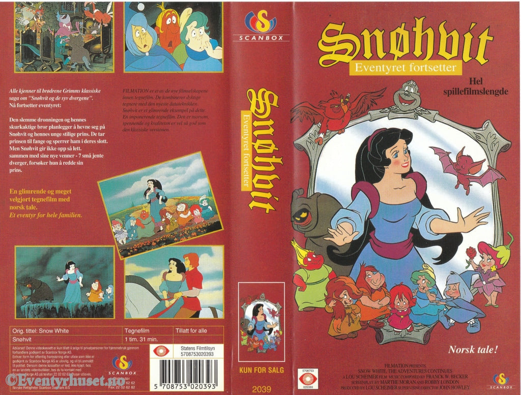 Download / Stream: Snøhvit - Eventyret Fortsetter. Vhs. Norwegian Dubbing. Vhs