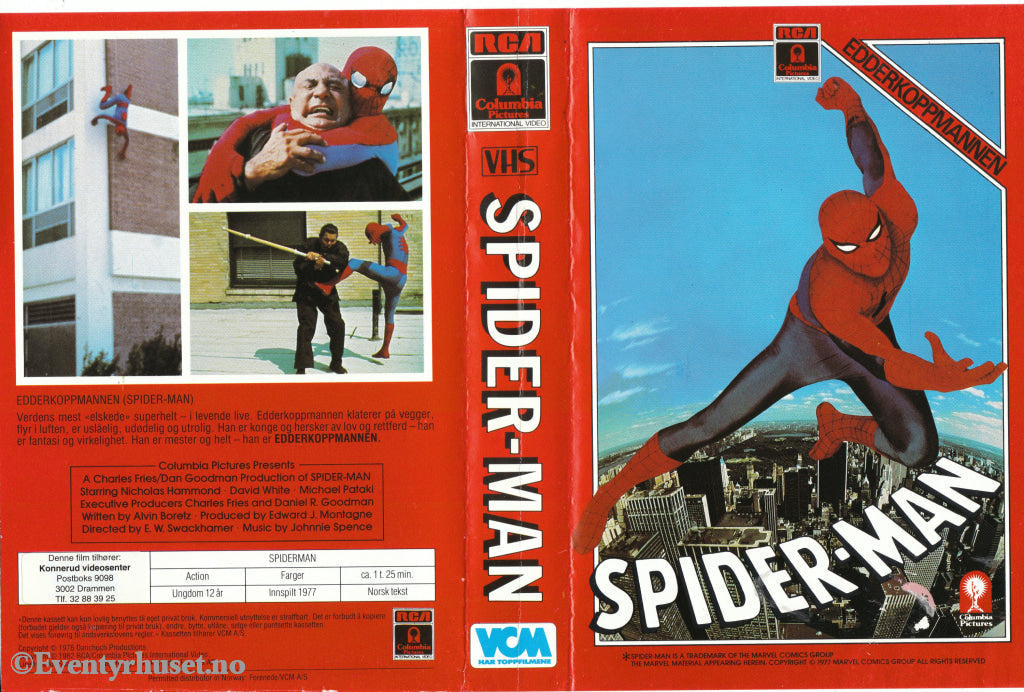 Download / Stream: Spider-Man (Edderkoppmannen/spiderman). 1977. Vhs Big Box. Norwegian Subtitles.