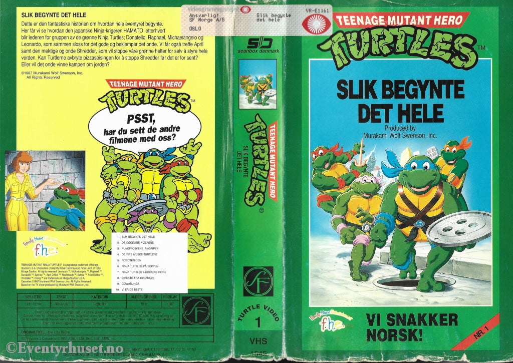 Download / Stream: Teenage Mutant Hero Turtles. Vol. 01. Slik Begynte Det Hele. 1987. Vhs Big Box.