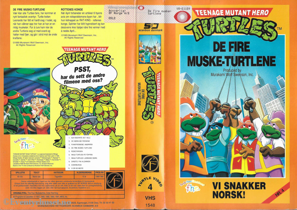 Download / Stream: Teenage Mutant Hero Turtles. Vol. 04. De Fire Muske-Turtlene. 1988/89. Vhs Big